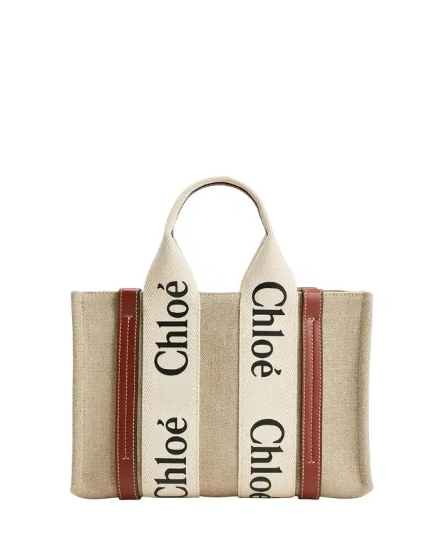 Woody Small Tote Bag in Linen with Crossbody Strap
