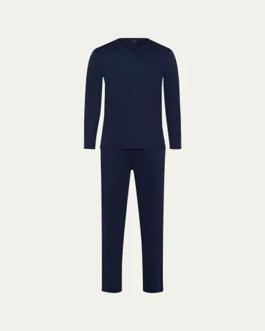 Hanro Men's Night Selection Long Cotton Pajama Set | Thumbnail 5 Hanro Men's Night Selection Long Cotton Pajama Set | Thumbnail 5