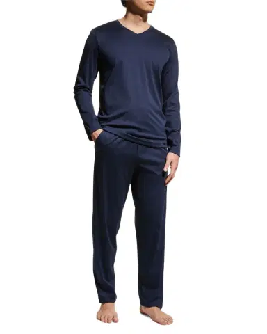 Hanro Men's Night Selection Long Cotton Pajama Set | Thumbnail 1 Hanro Men's Night Selection Long Cotton Pajama Set | Thumbnail 1