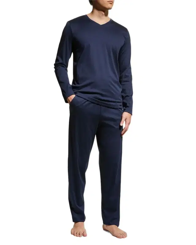 Hanro Men's Night Selection Long Cotton Pajama Set