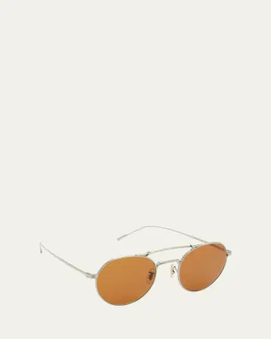 Oliver Peoples Reymont Titanium Double-Bridge Round Sunglasses | Thumbnail 2