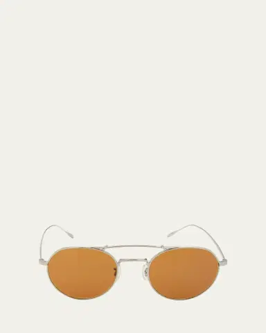 Oliver Peoples Reymont Titanium Double-Bridge Round Sunglasses | Thumbnail 3