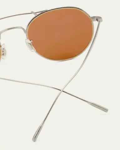 Oliver Peoples Reymont Titanium Double-Bridge Round Sunglasses | Thumbnail 4