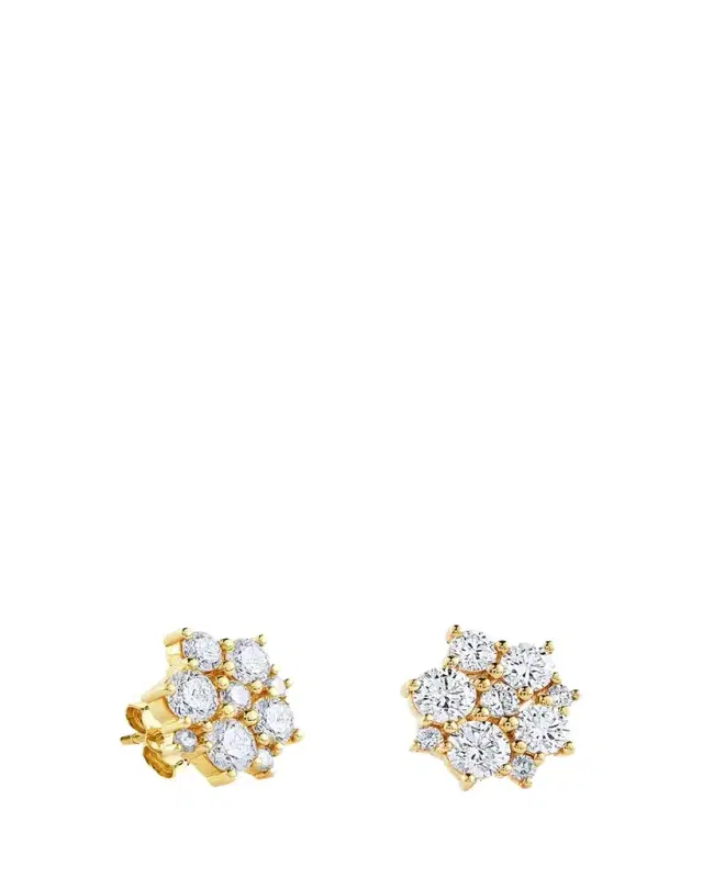 Sydney Evan 14K Yellow Gold Cocktail Disco Diamond Stud Earrings