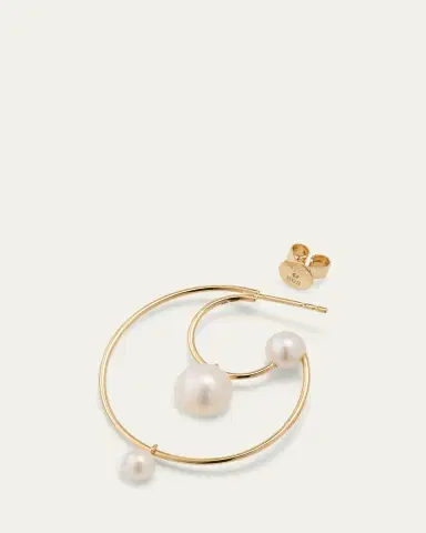 Sophie Bille Brahe Bain Perle Double Hoop Earring with Freshwater Pearls and 14K Yellow Gold, Single | Thumbnail 4 Sophie Bille Brahe Bain Perle Double Hoop Earring with Freshwater Pearls and 14K Yellow Gold, Single | Thumbnail 4