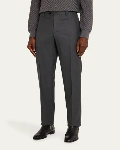 Cesare Attolini Men's Super 150's Wool Flat-Front Trousers | Thumbnail 4 Cesare Attolini Men's Super 150's Wool Flat-Front Trousers | Thumbnail 4