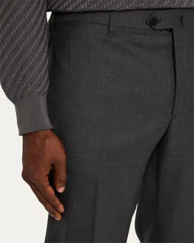 Cesare Attolini Men's Super 150's Wool Flat-Front Trousers | Thumbnail 5 Cesare Attolini Men's Super 150's Wool Flat-Front Trousers | Thumbnail 5