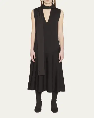 Jil Sander Draped Scarf Midi Dress | Thumbnail 2