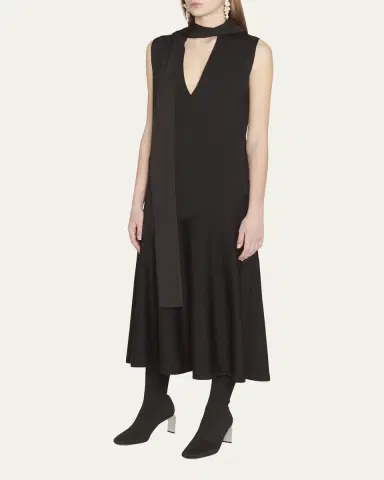 Jil Sander Draped Scarf Midi Dress | Thumbnail 4