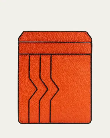 Valextra Men's V-Cut Compact Pebble Leather Card Holder | Thumbnail 6 Valextra Men's V-Cut Compact Pebble Leather Card Holder | Thumbnail 6
