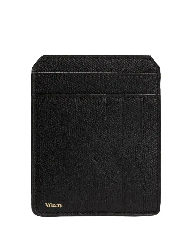 Valextra Men's V-Cut Compact Pebble Leather Card Holder