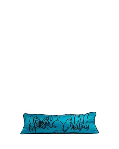 Hunt Slonem Embroidered Silk & Velvet Menagerie Pillow, 14" x 35" | Thumbnail 1