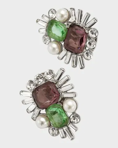 ben-amun Pearly and Crystal Clip-On Earrings | Thumbnail 6 ben-amun Pearly and Crystal Clip-On Earrings | Thumbnail 6