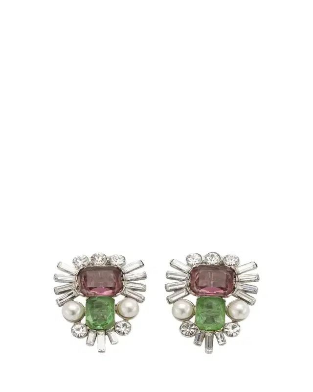 Pearly and Crystal Clip-On Earrings