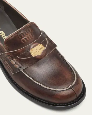 Miu Miu Leather Coin Penny Loafers | Thumbnail 6