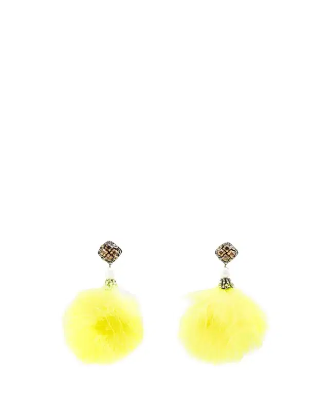 Ranjana Khan Feather Pom Pom Earrings
