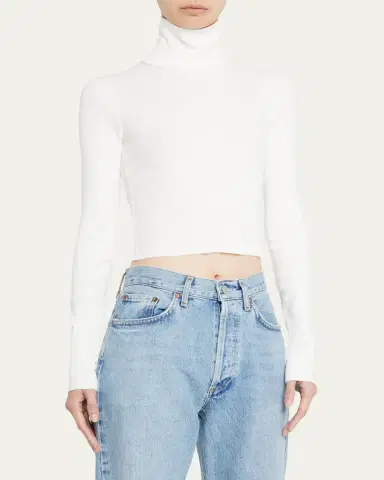 ÉTERNE Cropped Fitted Turtleneck Top | Thumbnail 4