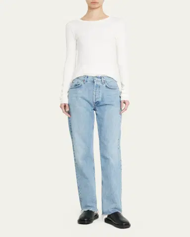 ÉTERNE Long-Sleeve Fitted Crewneck Top | Thumbnail 2