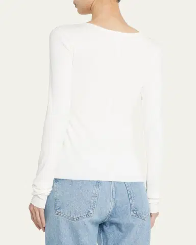 ÉTERNE Long-Sleeve Fitted Crewneck Top | Thumbnail 3