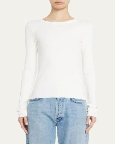 ÉTERNE Long-Sleeve Fitted Crewneck Top | Thumbnail 4