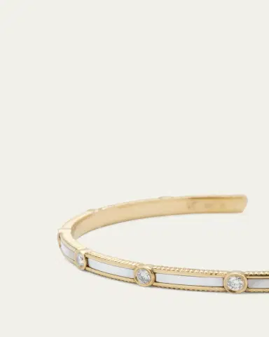 Viltier Rayon Bangle in Mother-of-Pearl, 18K Yellow Gold and Diamonds | Thumbnail 3