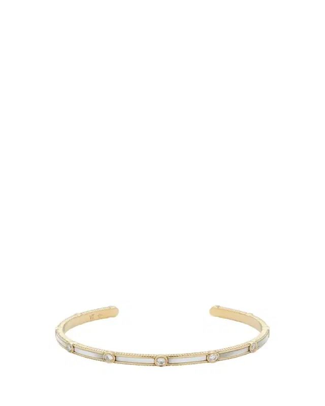 Rayon Bangle in Mother-of-Pearl, 18K Yellow Gold and Diamonds