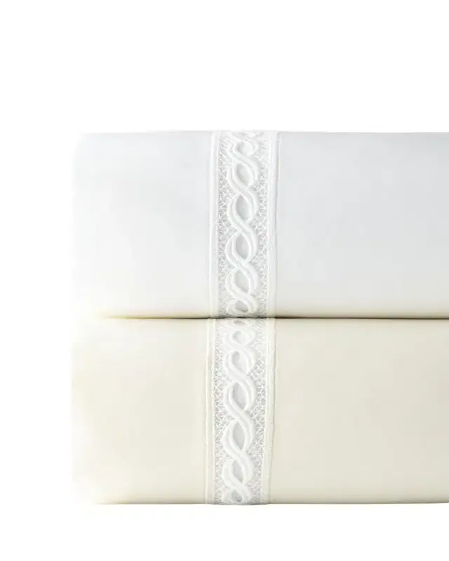 Sferra Millesimo Standard Lace Sateen Pillowcase Pair