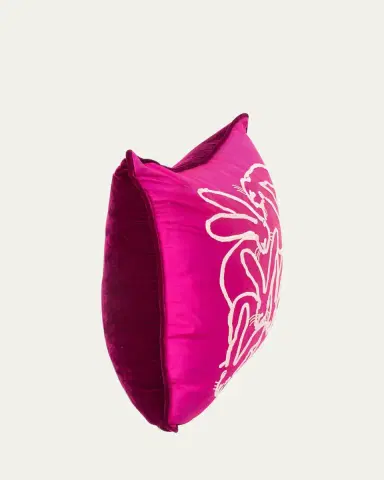 Hunt Slonem Embroidered Silk & Velvet Seven Bunny Pillow, 22" | Thumbnail 2