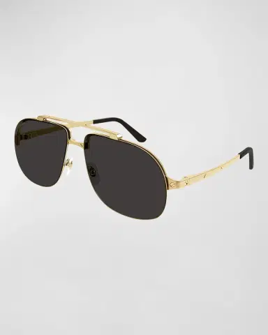 Cartier Men's Metal Double-Bridge Aviator Sunglasses | Thumbnail 2 Cartier Men's Metal Double-Bridge Aviator Sunglasses | Thumbnail 2