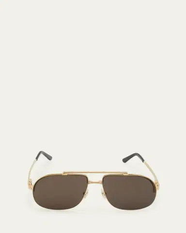 Cartier Men's Metal Double-Bridge Aviator Sunglasses | Thumbnail 5 Cartier Men's Metal Double-Bridge Aviator Sunglasses | Thumbnail 5