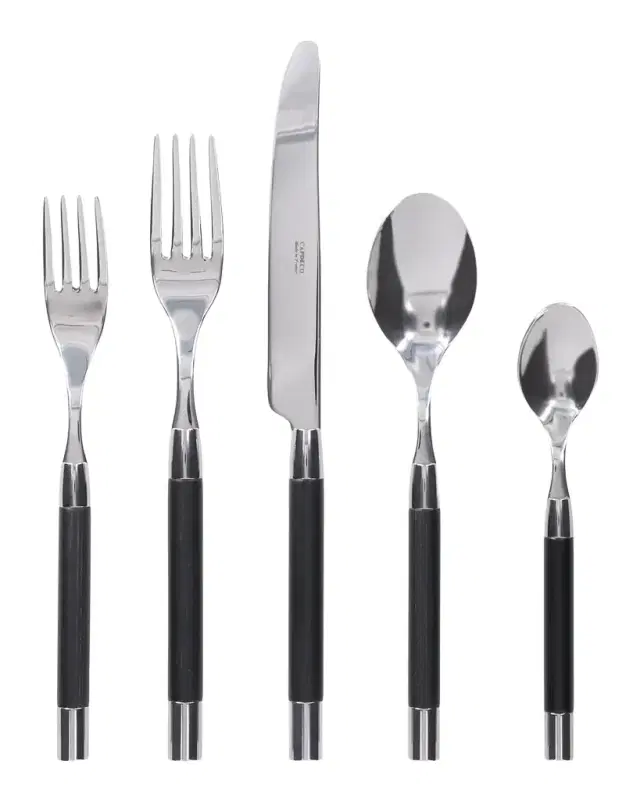 Capdeco Conty 5-Piece Place Setting, Black Wood