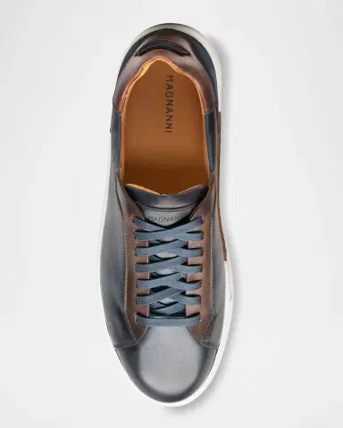 Magnanni Men's Amadeo Burnished Leather Low-Top Sneakers | Thumbnail 4