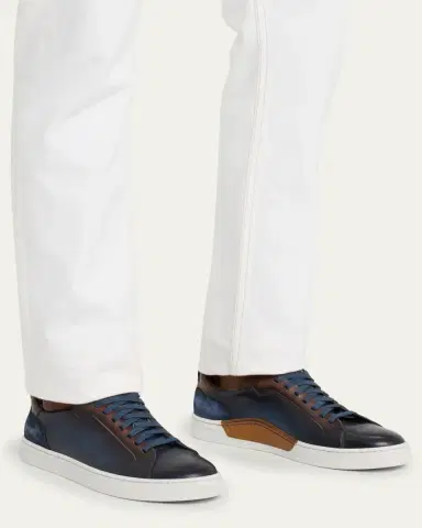 Magnanni Men's Amadeo Burnished Leather Low-Top Sneakers | Thumbnail 6