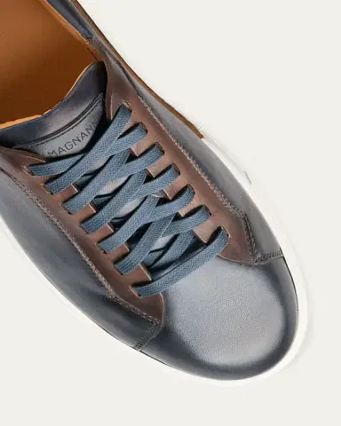Magnanni Men's Amadeo Burnished Leather Low-Top Sneakers | Thumbnail 9