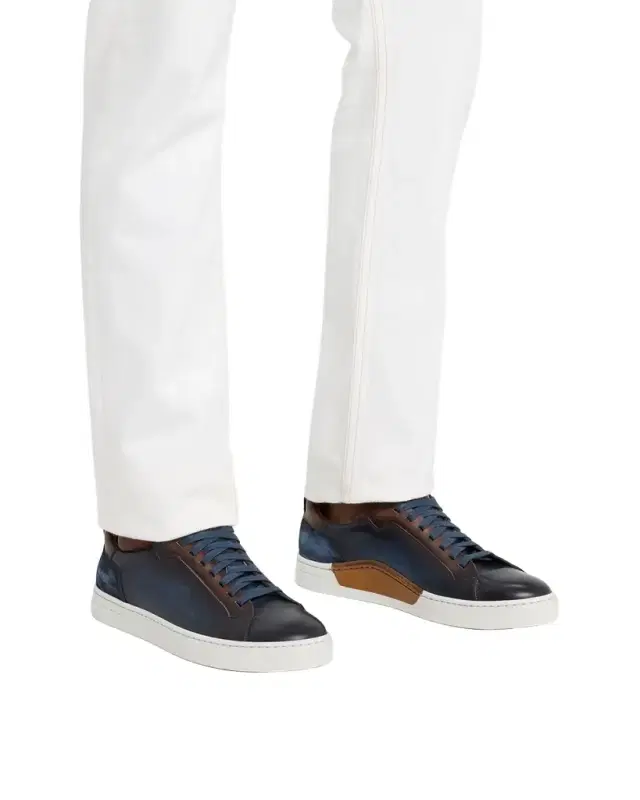 Magnanni Men's Amadeo Burnished Leather Low-Top Sneakers