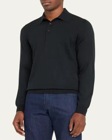 Kiton Men's Cashmere Polo Sweater | Thumbnail 4 Kiton Men's Cashmere Polo Sweater | Thumbnail 4