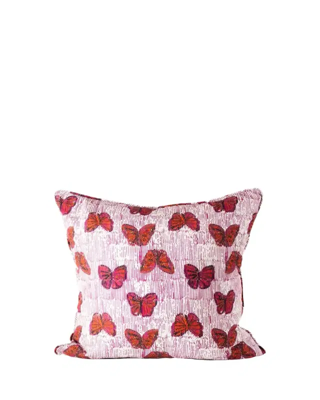 Pretty In Pink Butterflies Pillow, 22"
