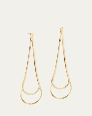 Lana 14K Gold Linear Looped Herringbone Earrings, 5.5"L | Thumbnail 2