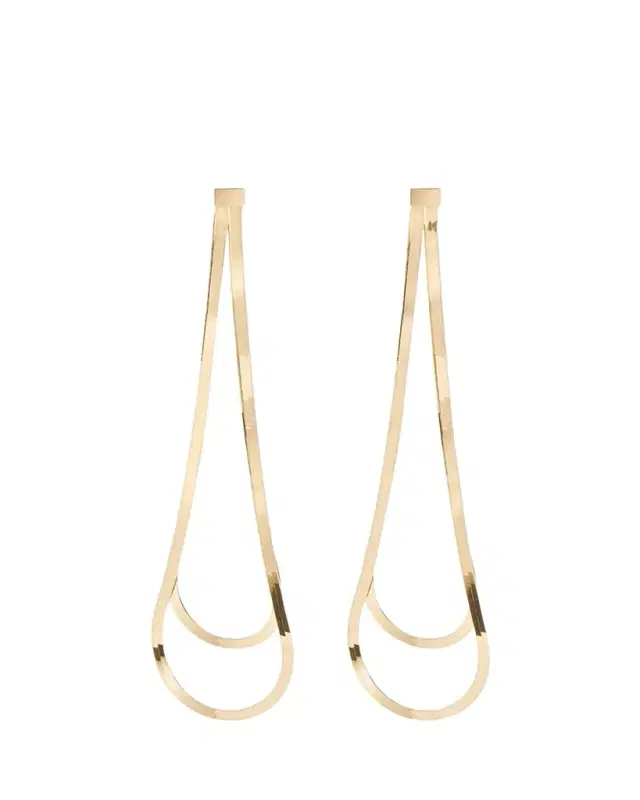 Lana 14K Gold Linear Looped Herringbone Earrings, 5.5"L
