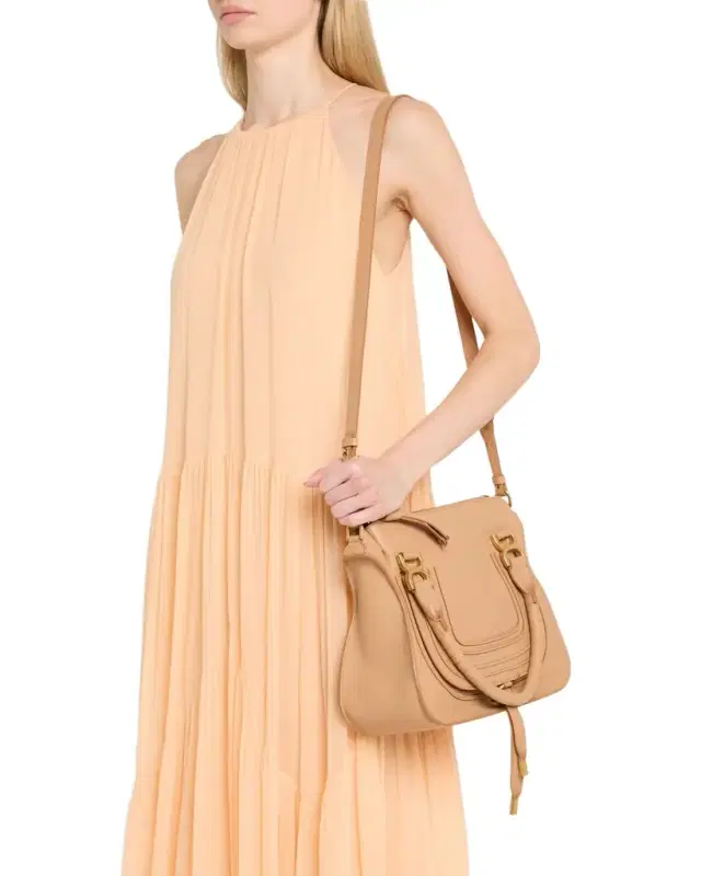 Marcie Medium Double Carry Satchel Bag in Grained Leather