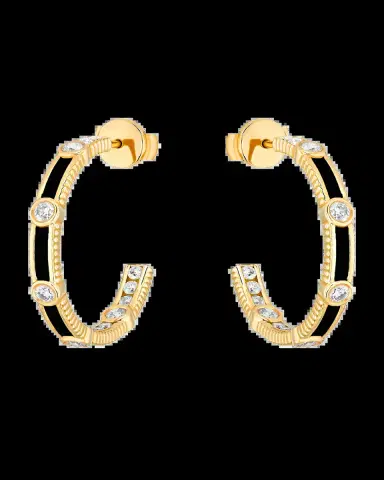 Viltier Rayon Hoop Earrings in Onyx, 18K Yellow Gold and Diamonds | Thumbnail 2
