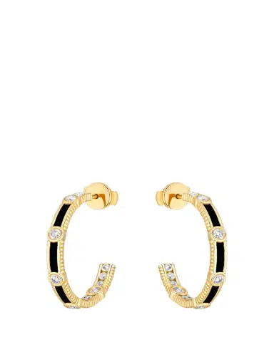 Viltier Rayon Hoop Earrings in Onyx, 18K Yellow Gold and Diamonds | Thumbnail 1