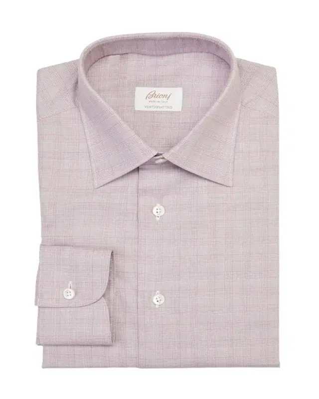 Brioni Men's Plaid-Print Dress Shirt