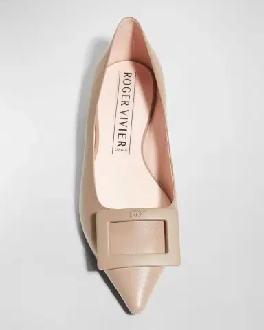 Roger Vivier Gommettine Leather Buckle Ballerina Flats | Thumbnail 4
