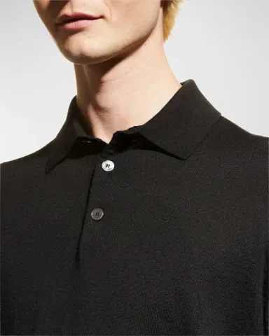 ZEGNA Men's Cashmere-Silk Polo Sweater | Thumbnail 4