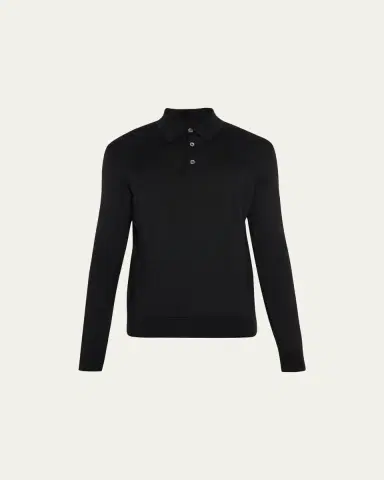 ZEGNA Men's Cashmere-Silk Polo Sweater | Thumbnail 7