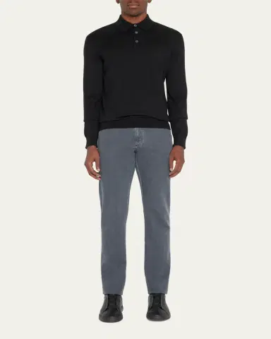 ZEGNA Men's Cashmere-Silk Polo Sweater | Thumbnail 8