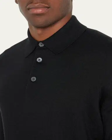 ZEGNA Men's Cashmere-Silk Polo Sweater | Thumbnail 10