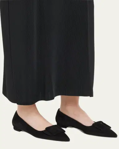 Manolo Blahnik Maysale Suede Buckle Ballerina Flats | Thumbnail 2