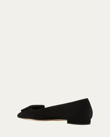 Manolo Blahnik Maysale Suede Buckle Ballerina Flats | Thumbnail 4